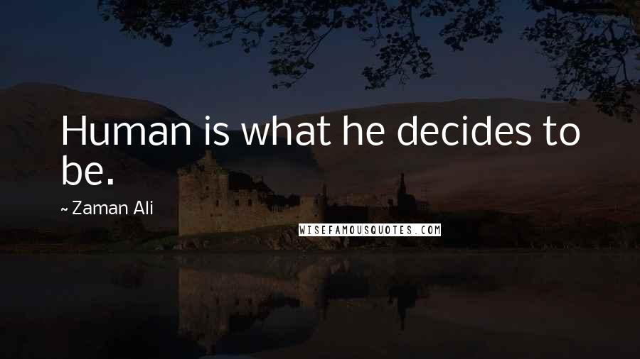 Zaman Ali Quotes: Human is what he decides to be.