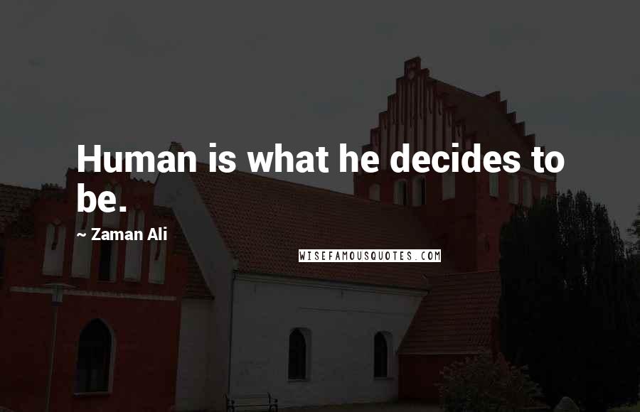 Zaman Ali Quotes: Human is what he decides to be.