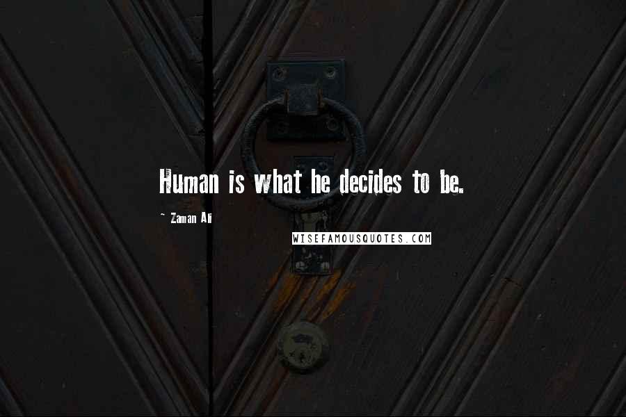 Zaman Ali Quotes: Human is what he decides to be.