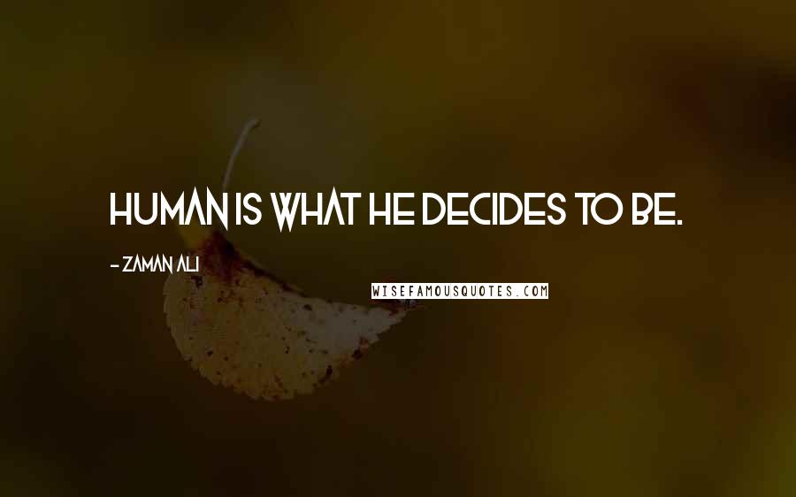 Zaman Ali Quotes: Human is what he decides to be.