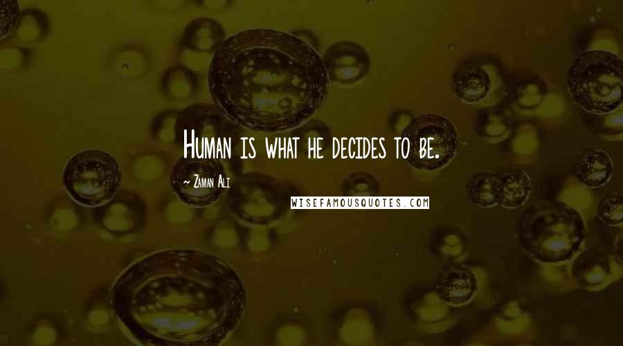 Zaman Ali Quotes: Human is what he decides to be.