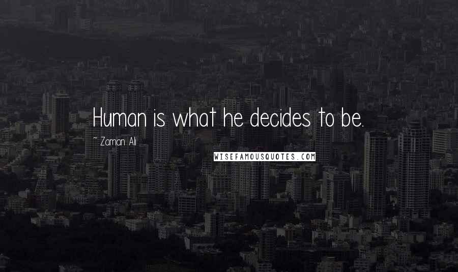 Zaman Ali Quotes: Human is what he decides to be.