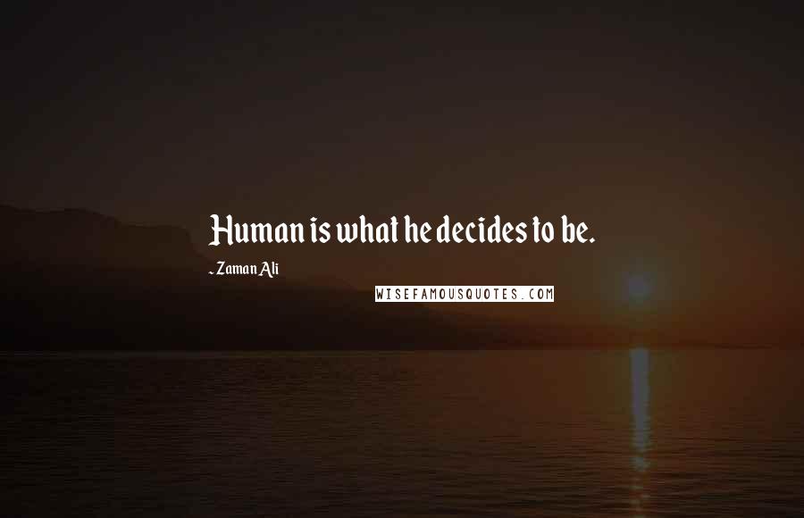 Zaman Ali Quotes: Human is what he decides to be.