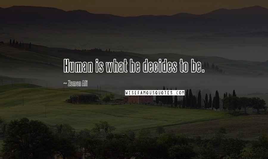 Zaman Ali Quotes: Human is what he decides to be.