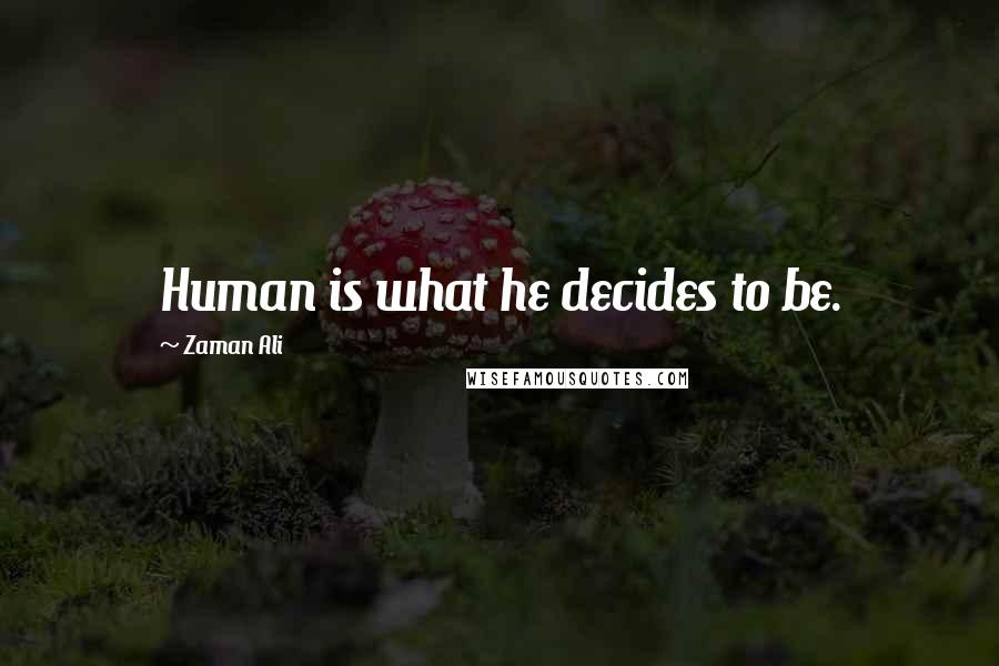 Zaman Ali Quotes: Human is what he decides to be.