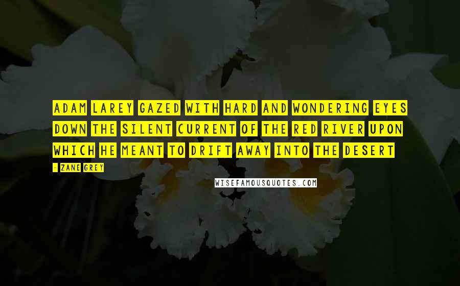 Zane Grey Quotes: Adam Larey gazed with hard and wondering eyes down the silent current of the red river upon which he meant to drift away into the desert