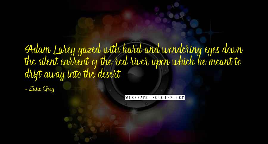 Zane Grey Quotes: Adam Larey gazed with hard and wondering eyes down the silent current of the red river upon which he meant to drift away into the desert