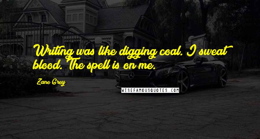 Zane Grey Quotes: Writing was like digging coal. I sweat blood. The spell is on me.