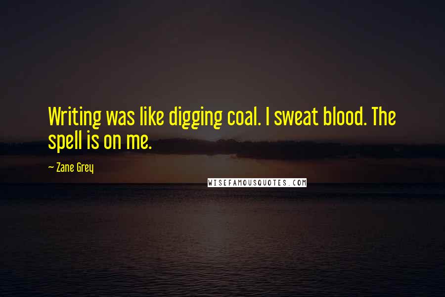 Zane Grey Quotes: Writing was like digging coal. I sweat blood. The spell is on me.