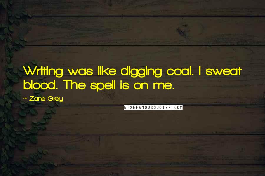 Zane Grey Quotes: Writing was like digging coal. I sweat blood. The spell is on me.