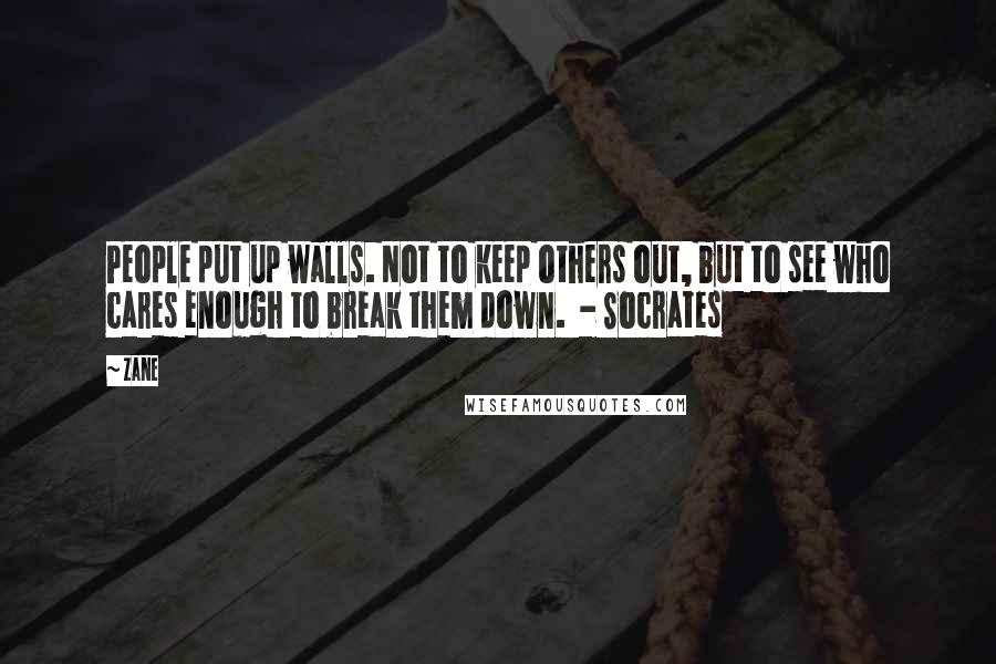 Zane Quotes: People put up walls. Not to keep others out, but to see who cares enough to break them down.  - Socrates