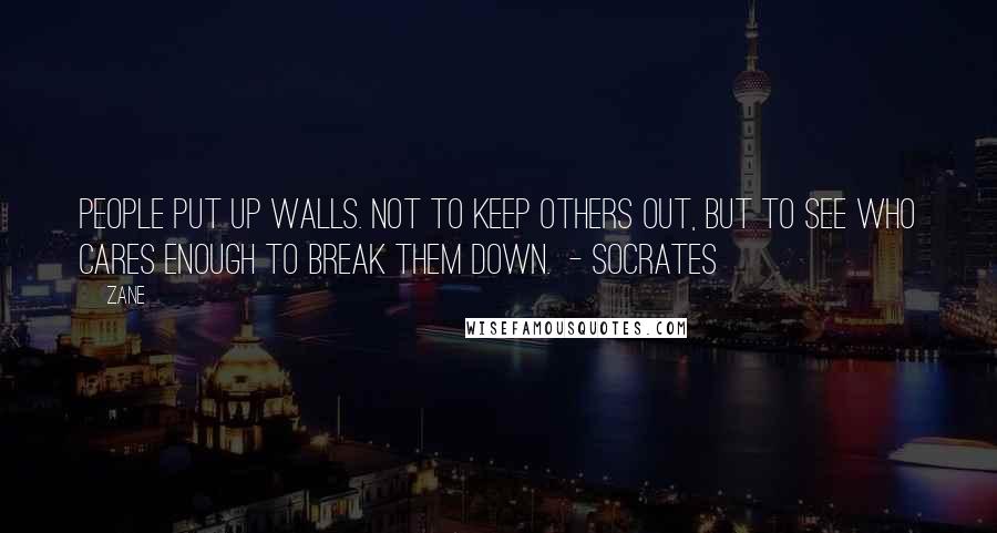 Zane Quotes: People put up walls. Not to keep others out, but to see who cares enough to break them down. - Socrates
