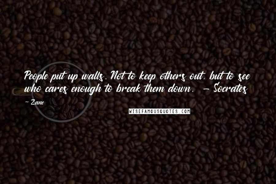 Zane Quotes: People put up walls. Not to keep others out, but to see who cares enough to break them down. - Socrates