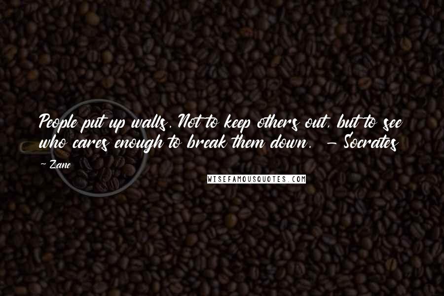 Zane Quotes: People put up walls. Not to keep others out, but to see who cares enough to break them down.  - Socrates