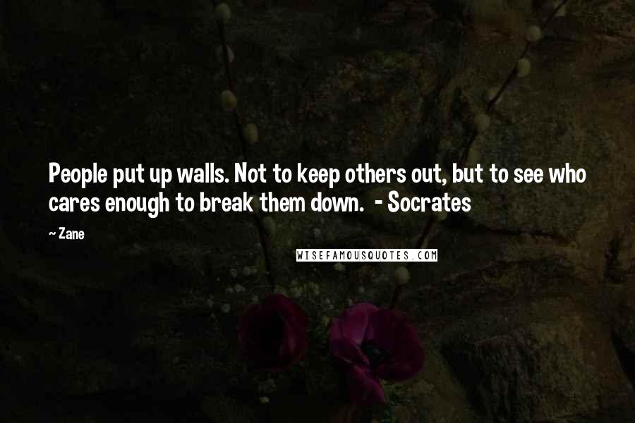 Zane Quotes: People put up walls. Not to keep others out, but to see who cares enough to break them down. - Socrates