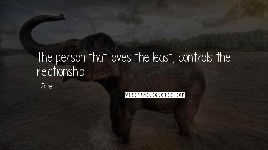 Zane Quotes: The person that loves the least, controls the relationship