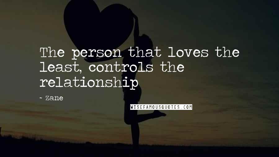 Zane Quotes: The person that loves the least, controls the relationship