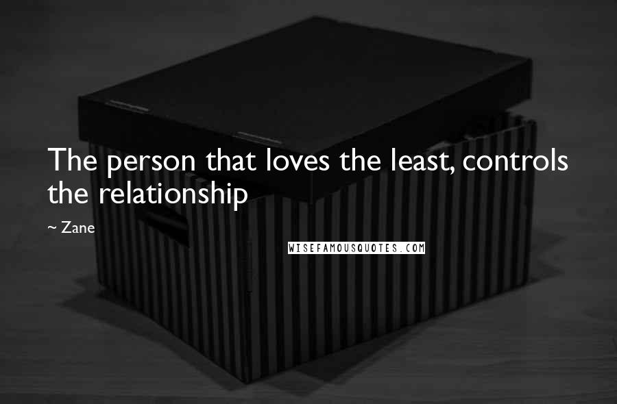 Zane Quotes: The person that loves the least, controls the relationship