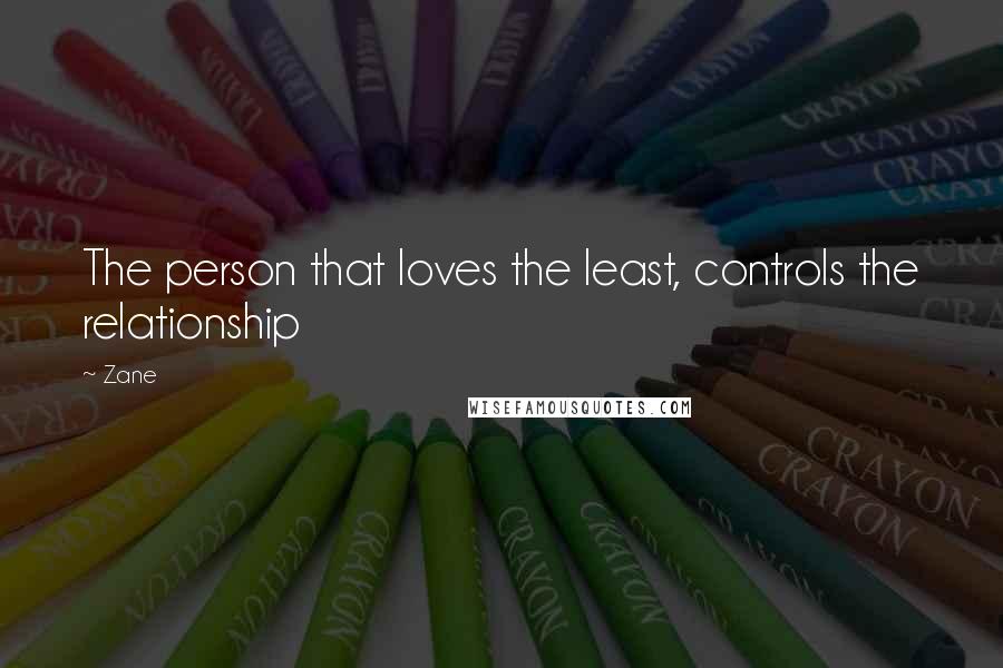 Zane Quotes: The person that loves the least, controls the relationship