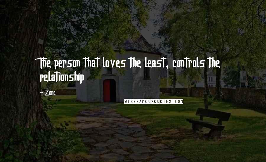 Zane Quotes: The person that loves the least, controls the relationship