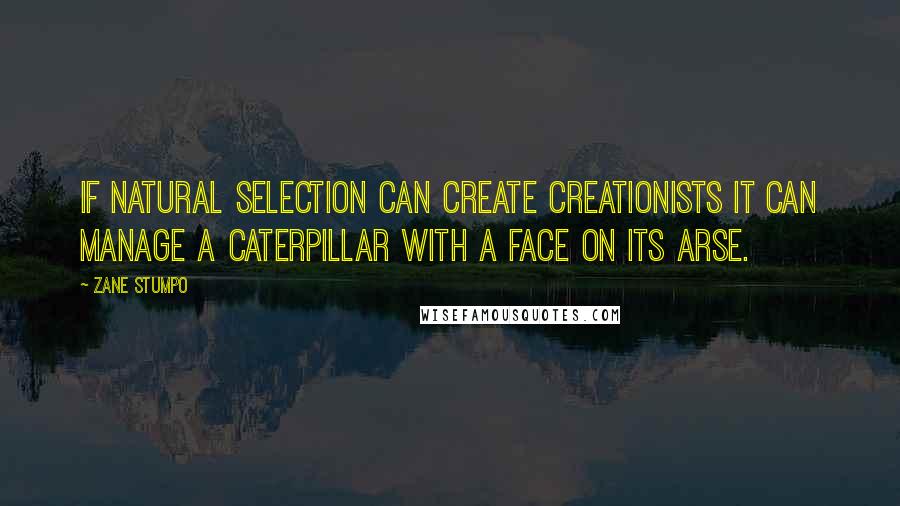 Zane Stumpo Quotes: If natural selection can create creationists it can manage a caterpillar with a face on its arse.