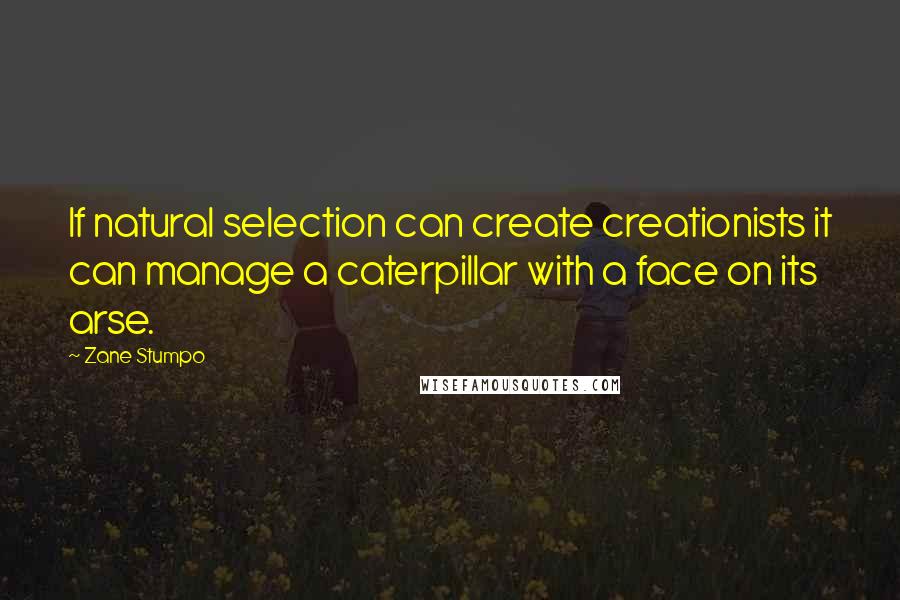 Zane Stumpo Quotes: If natural selection can create creationists it can manage a caterpillar with a face on its arse.