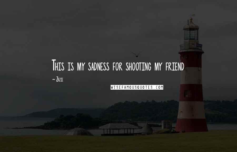 Zazie Quotes: This is my sadness for shooting my friend
