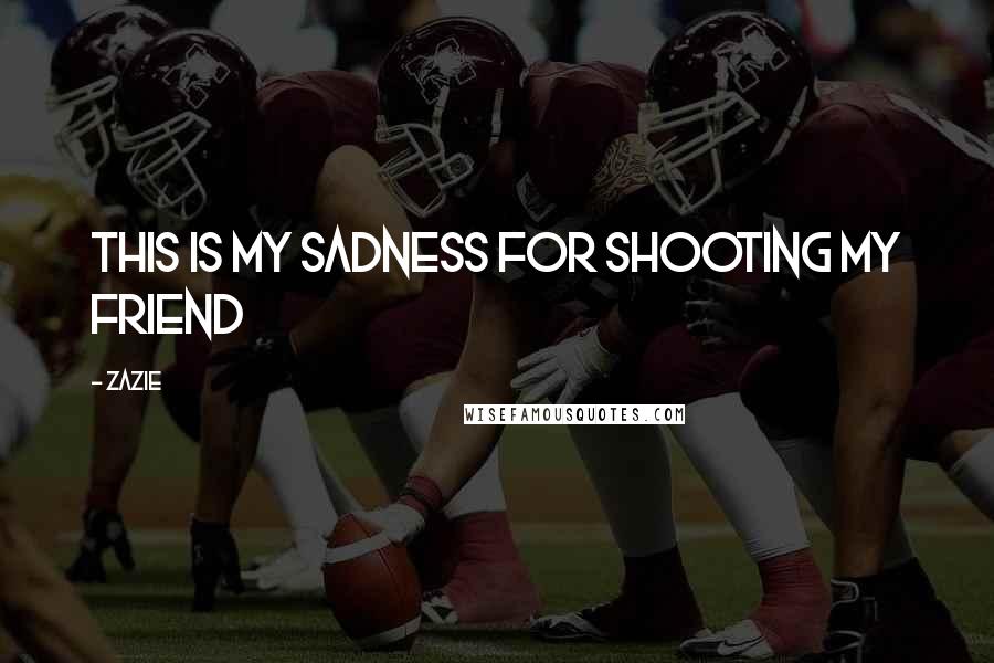 Zazie Quotes: This is my sadness for shooting my friend