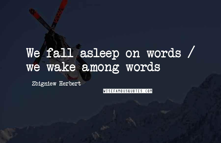 Zbigniew Herbert Quotes: We fall asleep on words / we wake among words