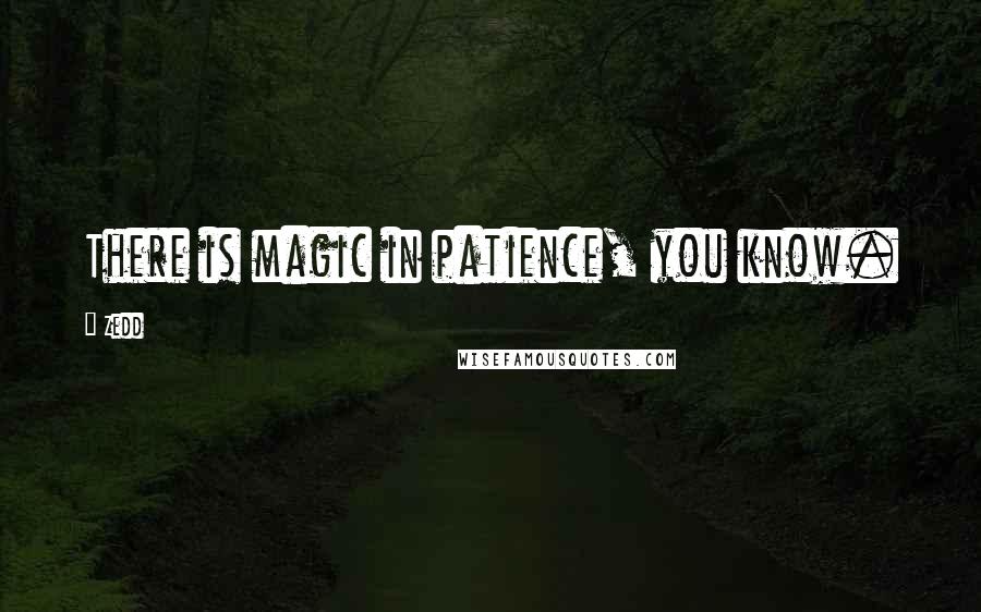 Zedd Quotes: There is magic in patience, you know.