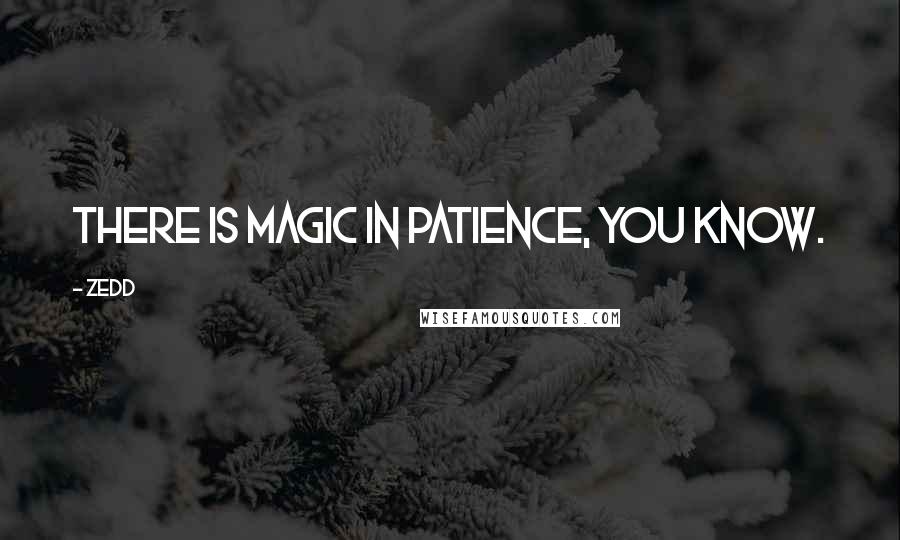 Zedd Quotes: There is magic in patience, you know.