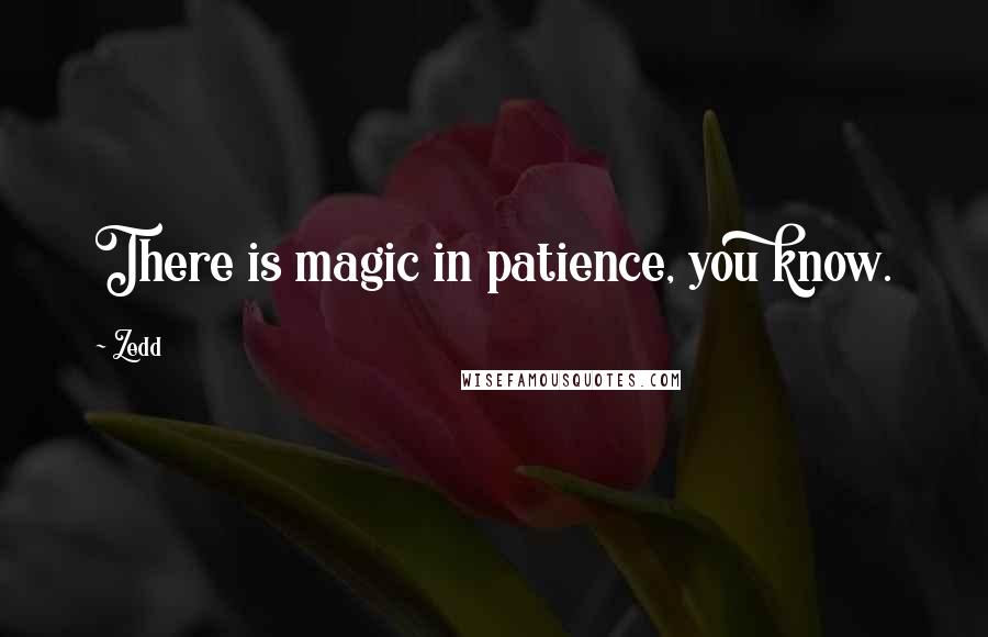 Zedd Quotes: There is magic in patience, you know.