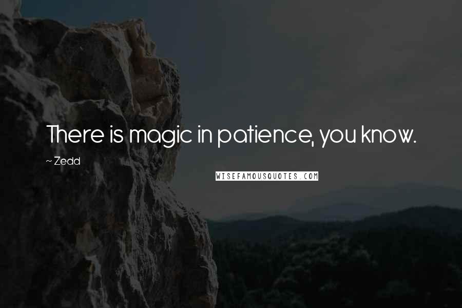 Zedd Quotes: There is magic in patience, you know.