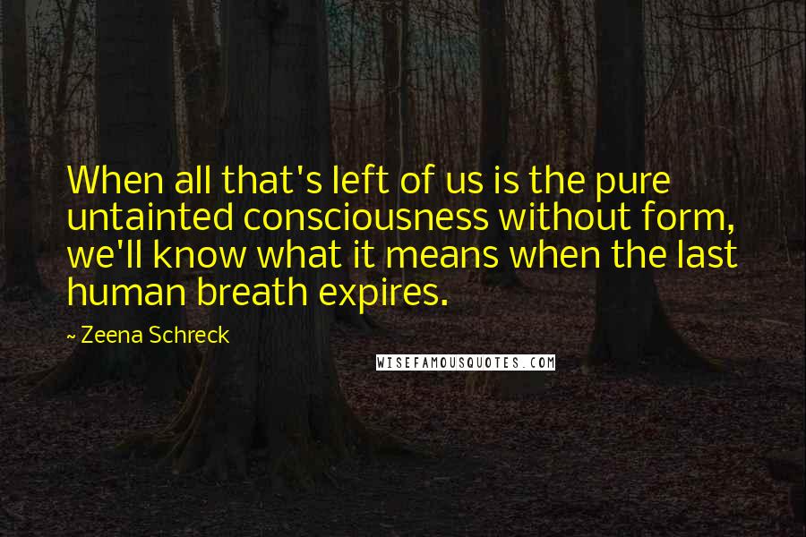 Zeena Schreck Quotes: When all that's left of us is the pure untainted consciousness without form, we'll know what it means when the last human breath expires.