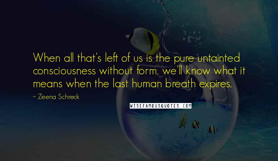 Zeena Schreck Quotes: When all that's left of us is the pure untainted consciousness without form, we'll know what it means when the last human breath expires.