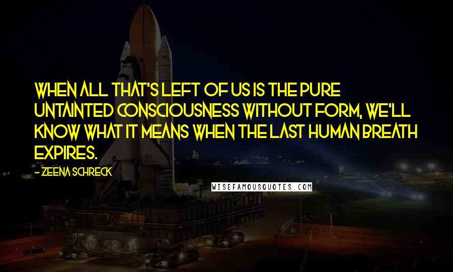 Zeena Schreck Quotes: When all that's left of us is the pure untainted consciousness without form, we'll know what it means when the last human breath expires.