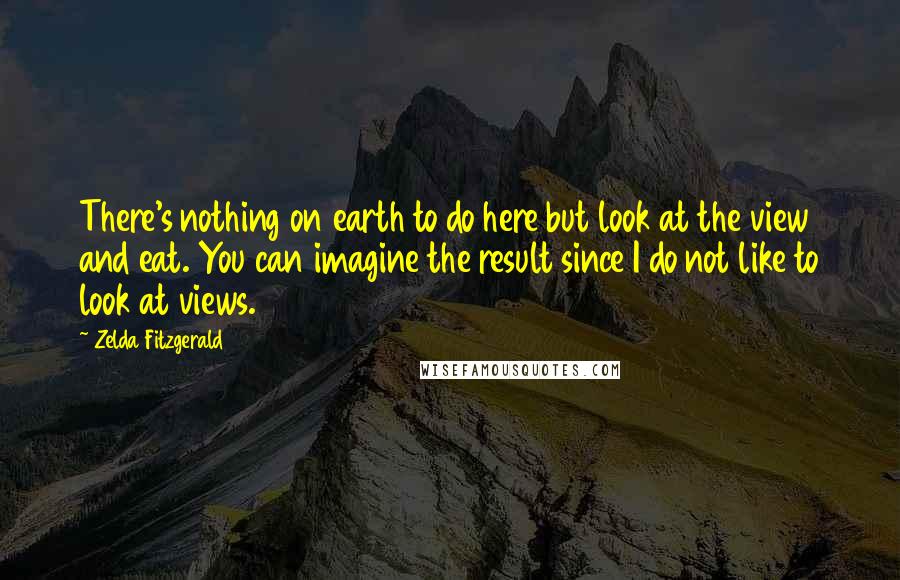 Zelda Fitzgerald Quotes: There's nothing on earth to do here but look at the view and eat. You can imagine the result since I do not like to look at views.