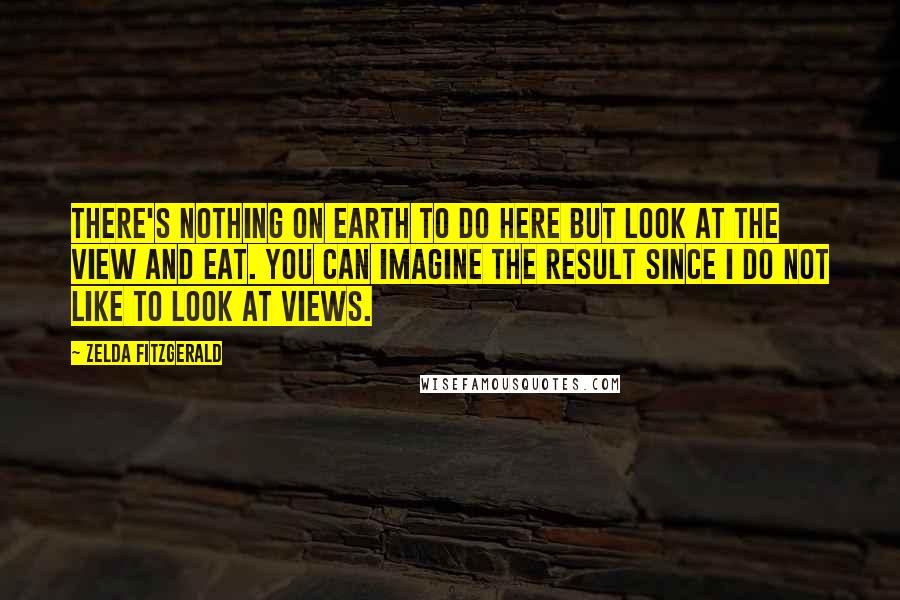 Zelda Fitzgerald Quotes: There's nothing on earth to do here but look at the view and eat. You can imagine the result since I do not like to look at views.