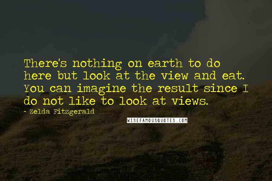 Zelda Fitzgerald Quotes: There's nothing on earth to do here but look at the view and eat. You can imagine the result since I do not like to look at views.