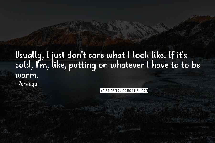 Zendaya Quotes: Usually, I just don't care what I look like. If it's cold, I'm, like, putting on whatever I have to to be warm.