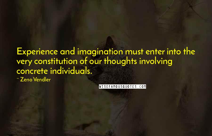 Zeno Vendler Quotes: Experience and imagination must enter into the very constitution of our thoughts involving concrete individuals.