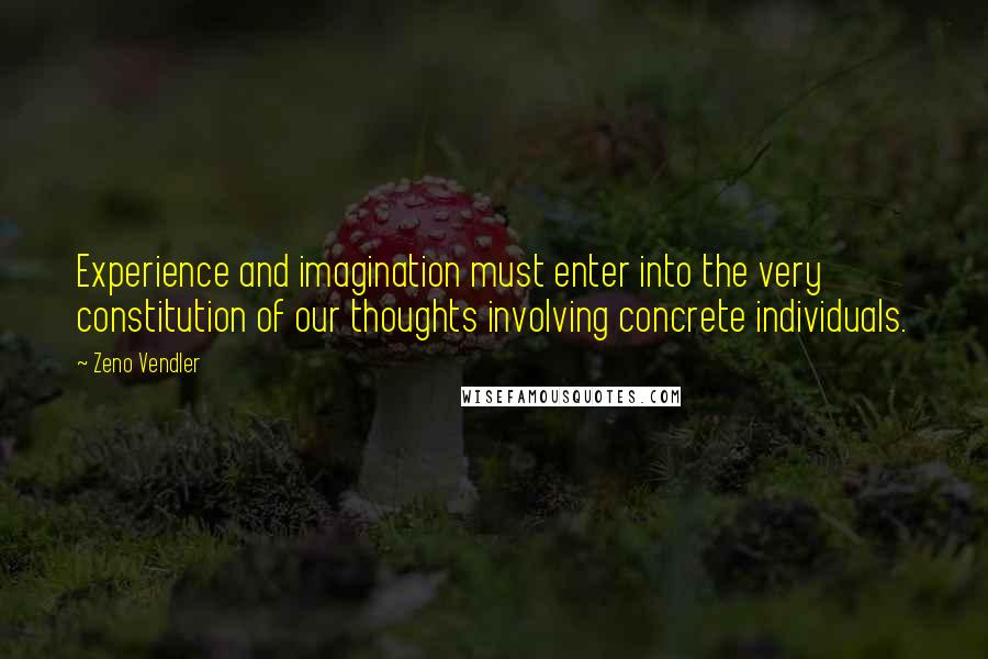 Zeno Vendler Quotes: Experience and imagination must enter into the very constitution of our thoughts involving concrete individuals.