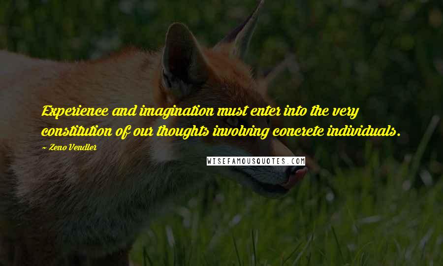 Zeno Vendler Quotes: Experience and imagination must enter into the very constitution of our thoughts involving concrete individuals.