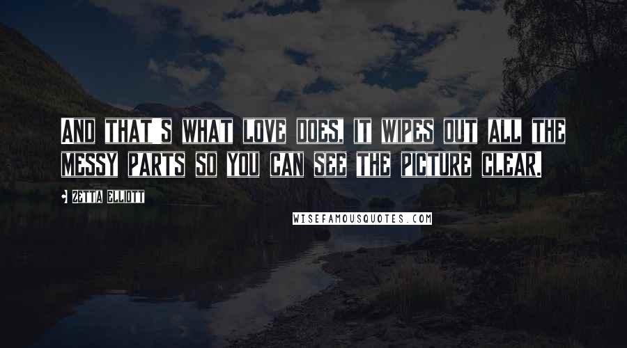 Zetta Elliott Quotes: And that's what love does, it wipes out all the messy parts so you can see the picture clear.