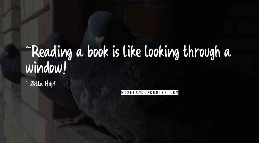 Zetta Hupf Quotes: ~Reading a book is like looking through a window!