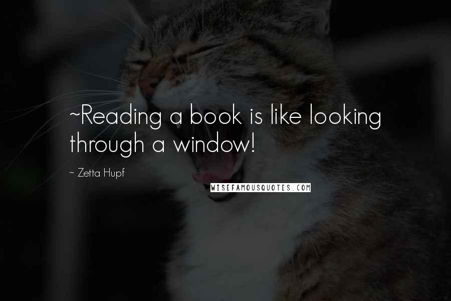 Zetta Hupf Quotes: ~Reading a book is like looking through a window!