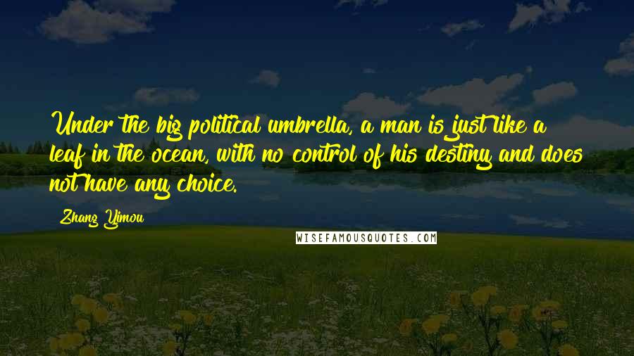 Zhang Yimou Quotes: Under the big political umbrella, a man is just like a leaf in the ocean, with no control of his destiny and does not have any choice.