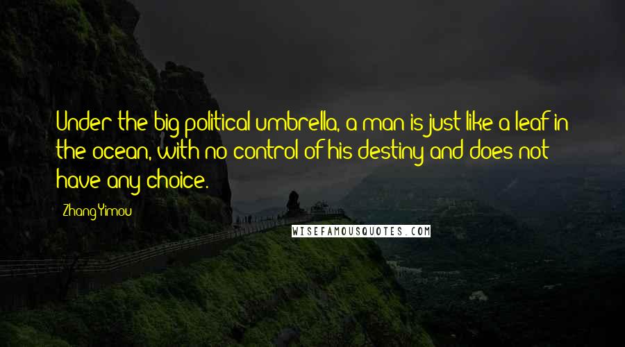 Zhang Yimou Quotes: Under the big political umbrella, a man is just like a leaf in the ocean, with no control of his destiny and does not have any choice.