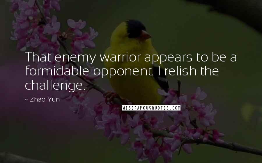 Zhao Yun Quotes: That enemy warrior appears to be a formidable opponent. I relish the challenge.