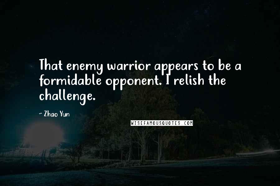 Zhao Yun Quotes: That enemy warrior appears to be a formidable opponent. I relish the challenge.